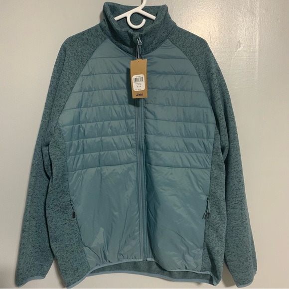 Asics Men's Puffer Knit Mixer‎ Jacket 2.0 Foggy Teal Zip Up (2011C886) Size XL